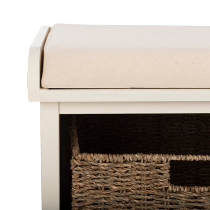 Banc de rangement SAFAVIEH Eola gris/blanc - 119 x 41 x 50 cm - 119L x 41P x 50H