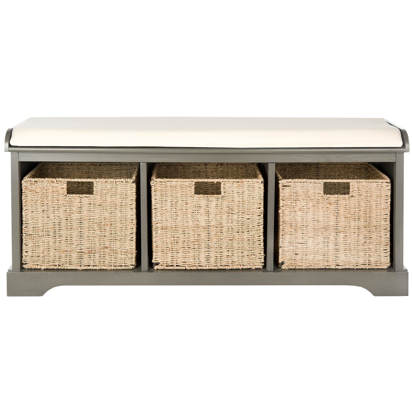 Banc de rangement SAFAVIEH Eola gris/blanc - 119 x 41 x 50 cm - 119L x 41P x 50H