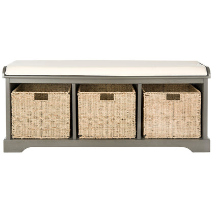 Banc de rangement SAFAVIEH Eola gris/blanc - 119 x 41 x 50 cm - 119L x 41P x 50H