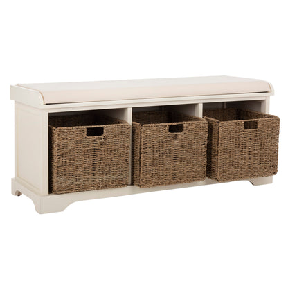 Banc de rangement SAFAVIEH Eola gris/blanc - 119 x 41 x 50 cm - 119L x 41P x 50H