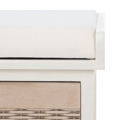 Banc de rangement avec 3 tiroirs et coussin SAFAVIEH Fiorello - 120,2 L x 38,1 l x 48,3 H - 120x38x48cm