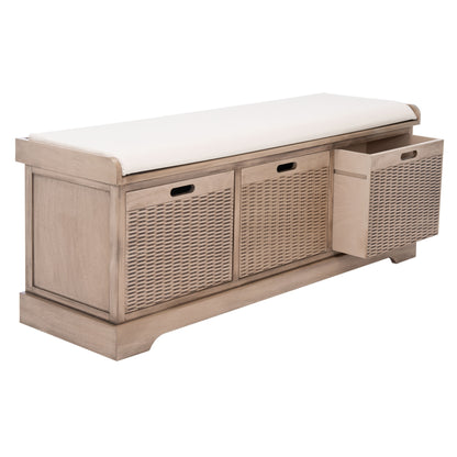 Banc de rangement avec 3 tiroirs et coussin SAFAVIEH Fiorello - 120,2 L x 38,1 l x 48,3 H - 120x38x48cm