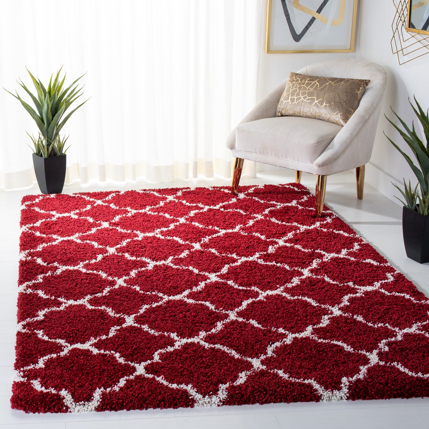 SAFAVIEH Hudson Shag Jeryl Glam Trellis 2-inch Area Rug