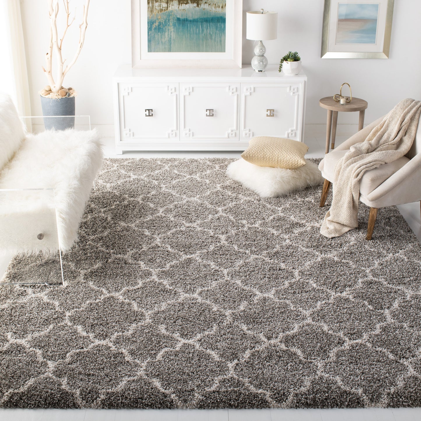 SAFAVIEH Hudson Shag Jeryl Glam Trellis 2-inch Area Rug
