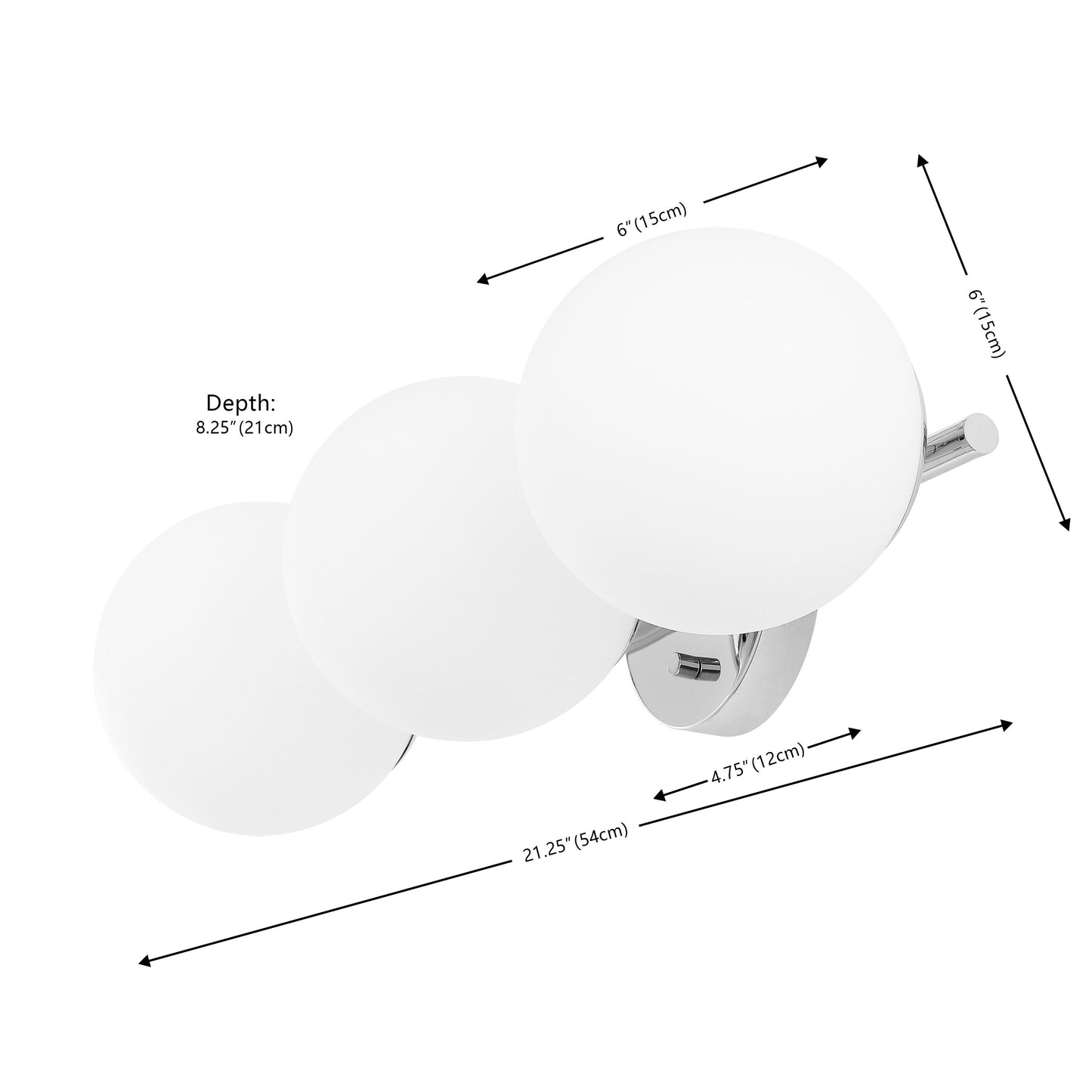 SAFAVIEH Lambrini 21, applique murale traditionnelle (3 ampoules) - 6 W x 8 P x 21 H - 21Wx8Dx6H