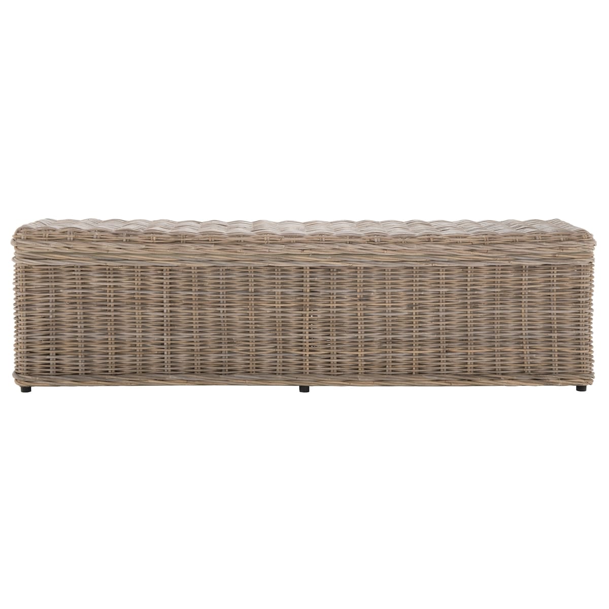 Coffre de rangement en rotin naturel gris Marcelien de SAFAVIEH - 63 x 18,1 x 18,7 - 63Lx18Px19H