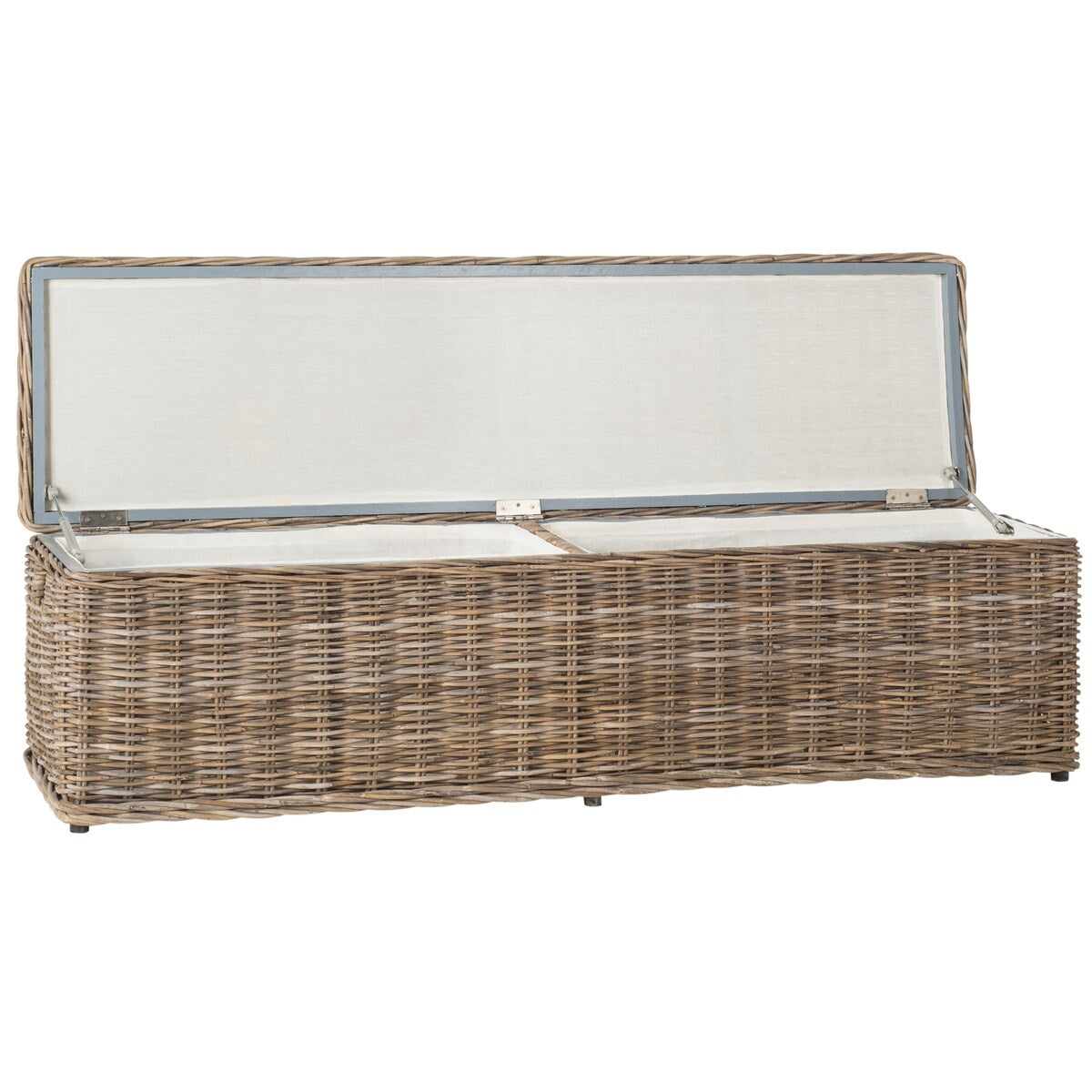 Coffre de rangement en rotin naturel gris Marcelien de SAFAVIEH - 63 x 18,1 x 18,7 - 63Lx18Px19H