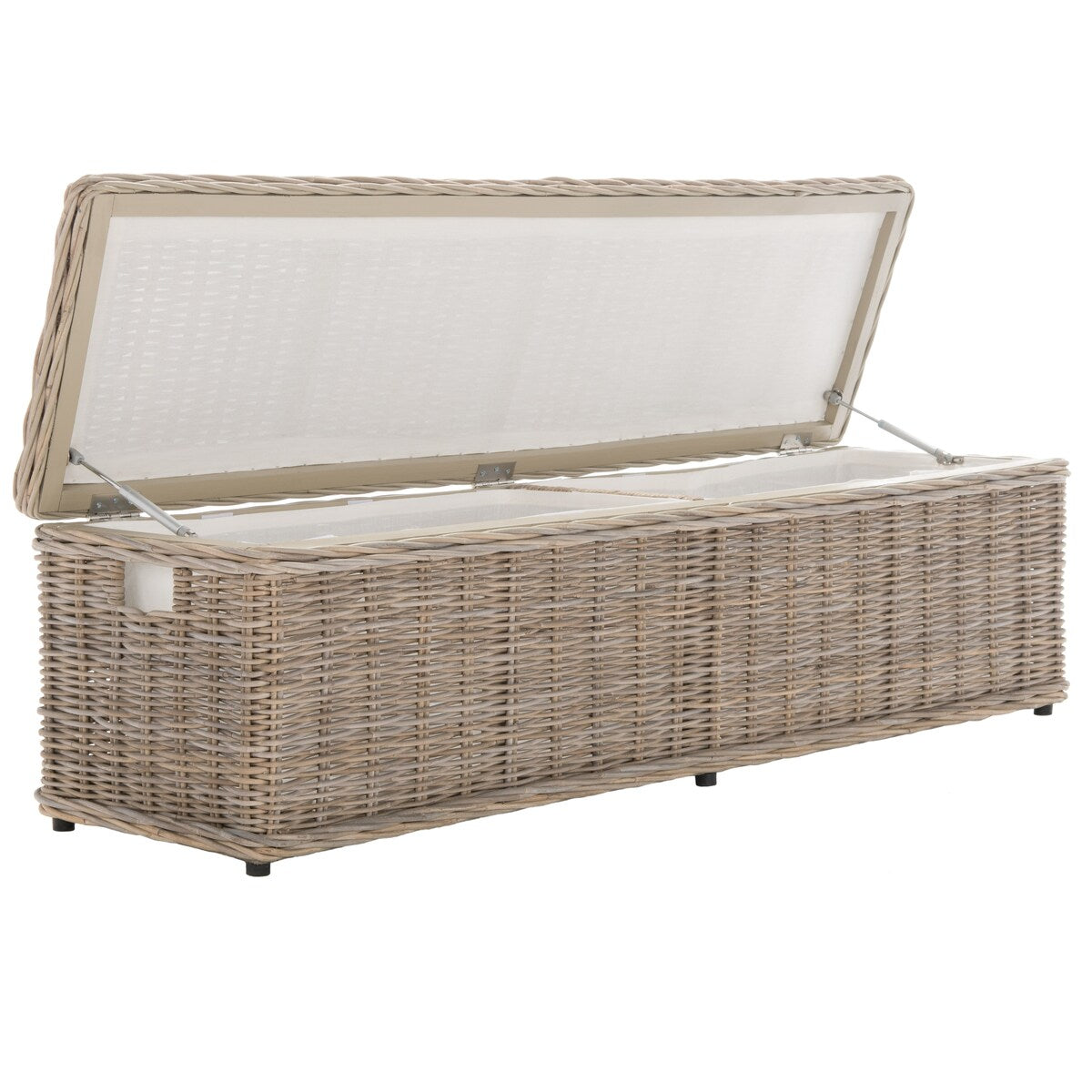 Coffre de rangement en rotin naturel gris Marcelien de SAFAVIEH - 63 x 18,1 x 18,7 - 63Lx18Px19H