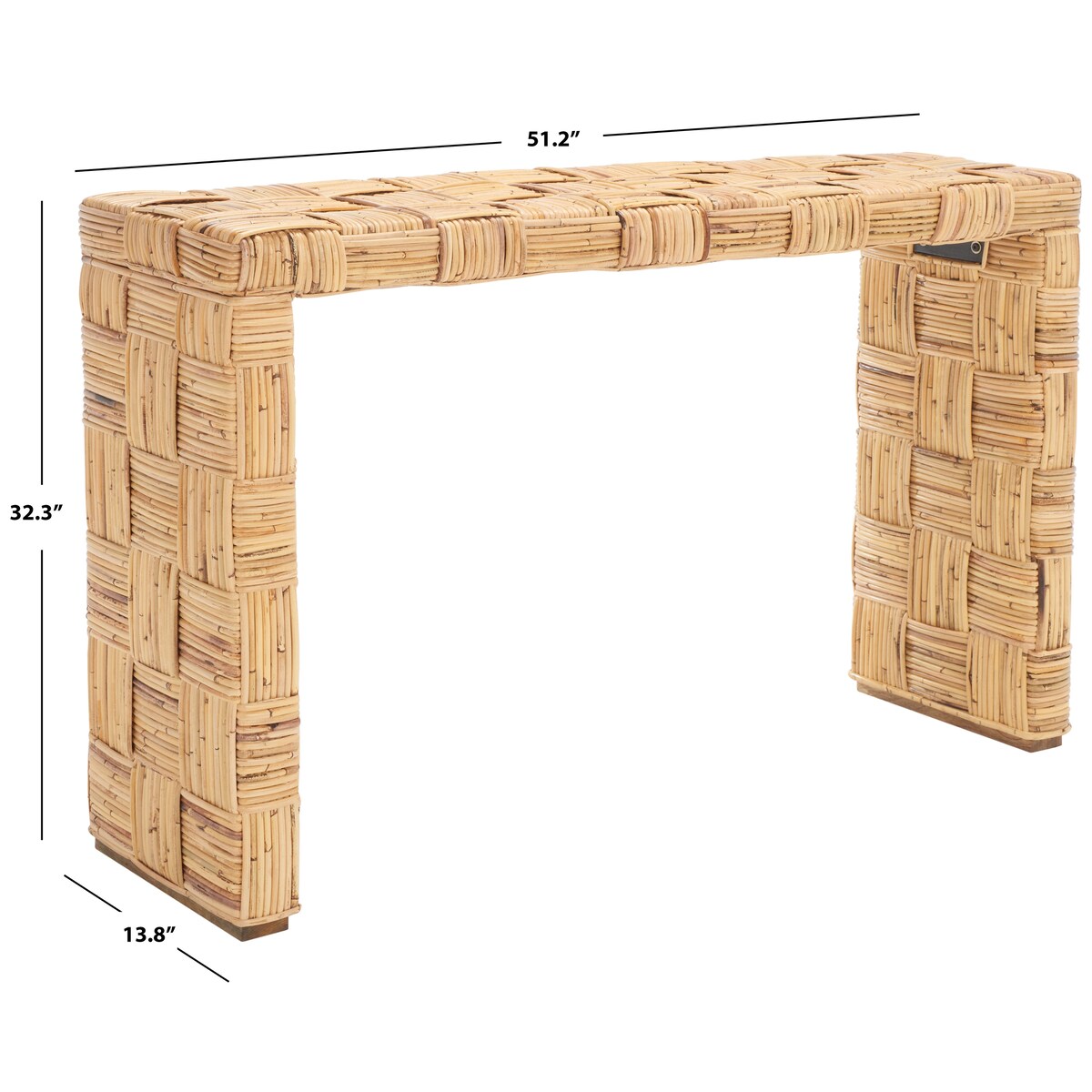 Table console en rotin SAFAVIEH Mindel - 51L x 14P x 32H (dimensions en pouces)