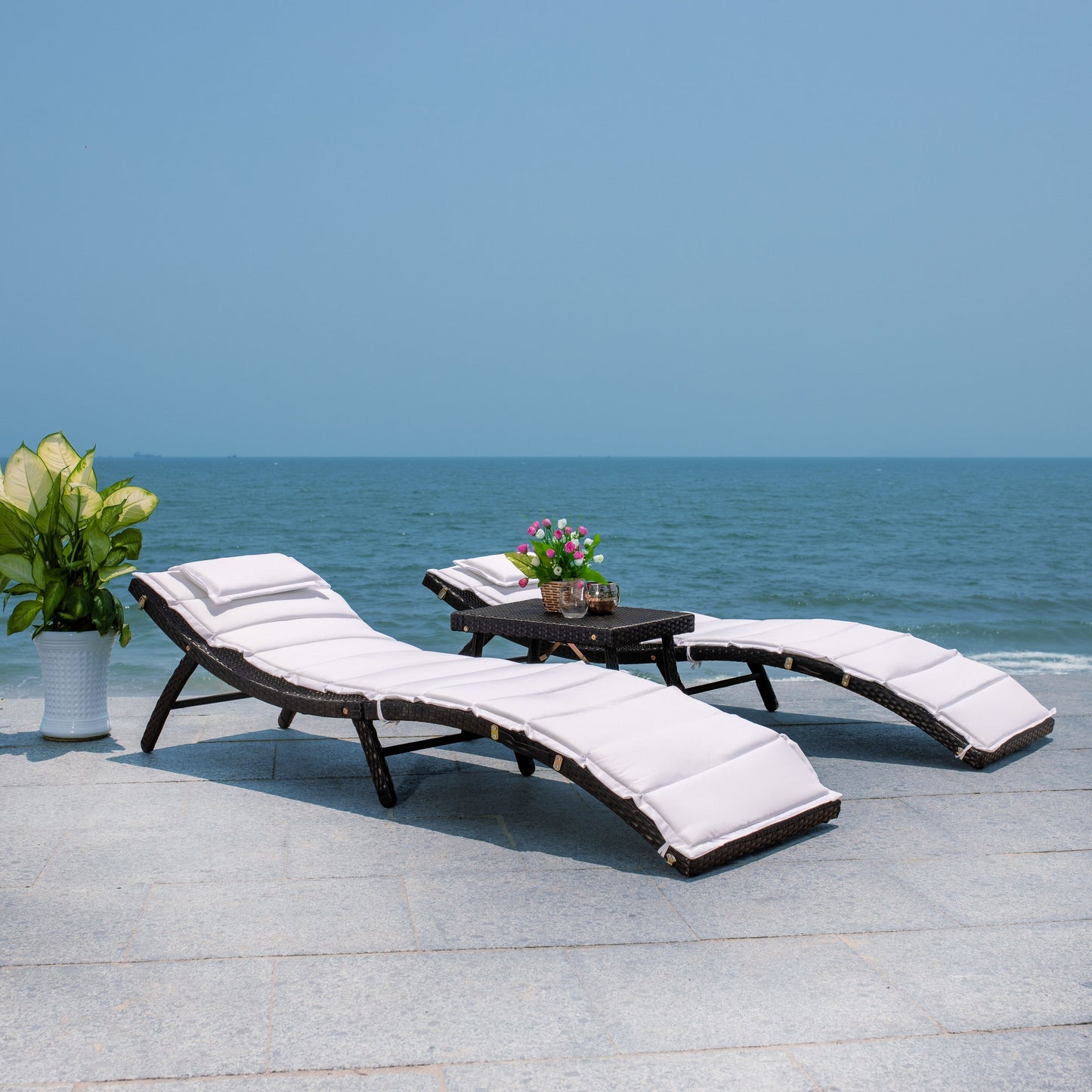 Ensemble de chaises longues de jardin 3 pièces SAFAVIEH Outdoor Blaguna - 83Lxlx24h (cm)