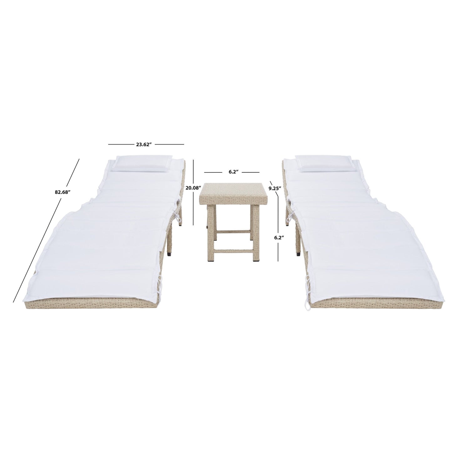 Ensemble de chaises longues de jardin 3 pièces SAFAVIEH Outdoor Blaguna - 83Lxlx24h (cm)