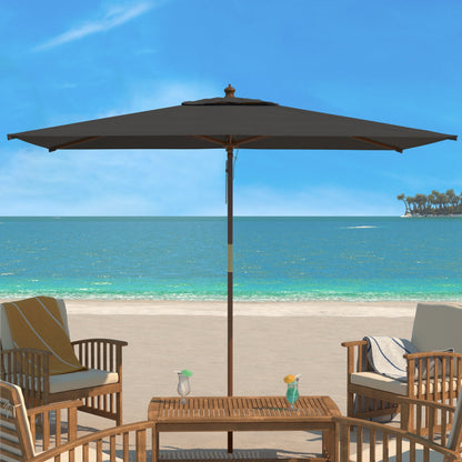 Parasol de jardin à manivelle en bois SAFAVIEH Glauca de 3,35 m (11 pieds)