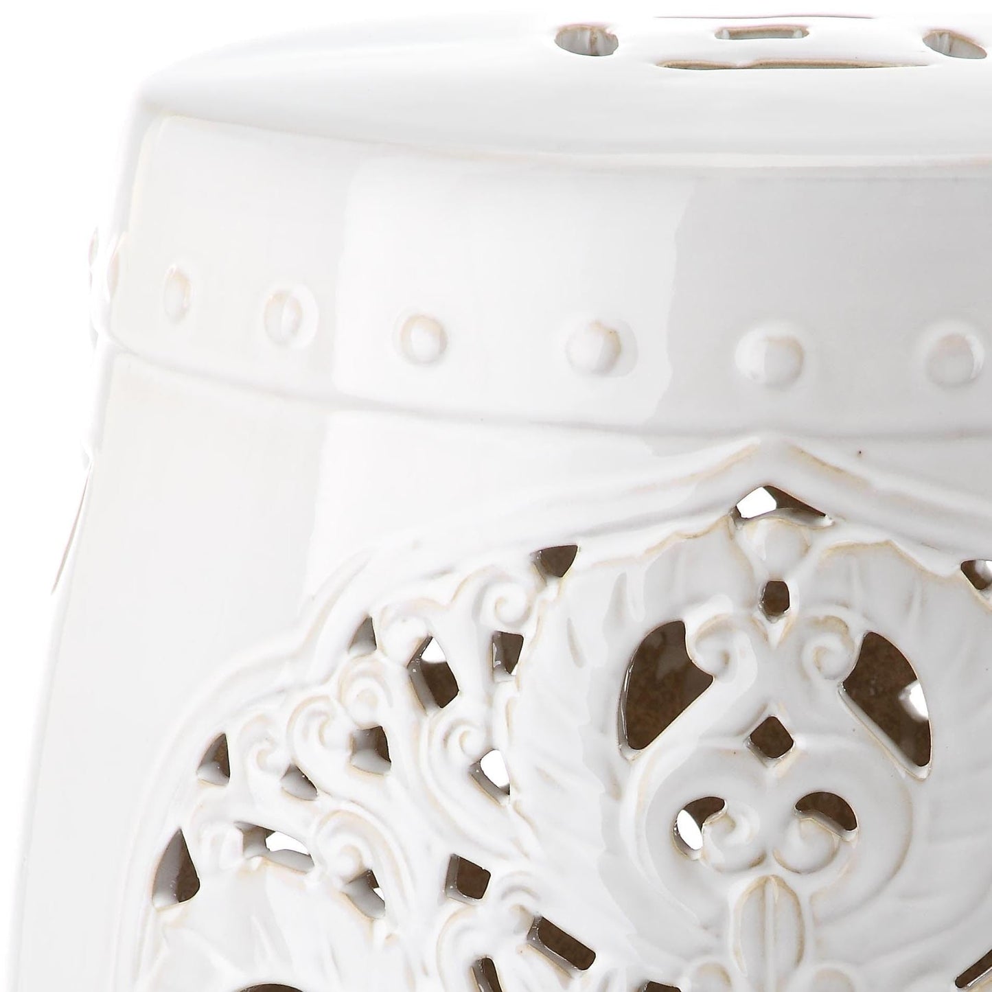 SAFAVIEH Sharareh Antique White Ceramic Decorative Garden Stool