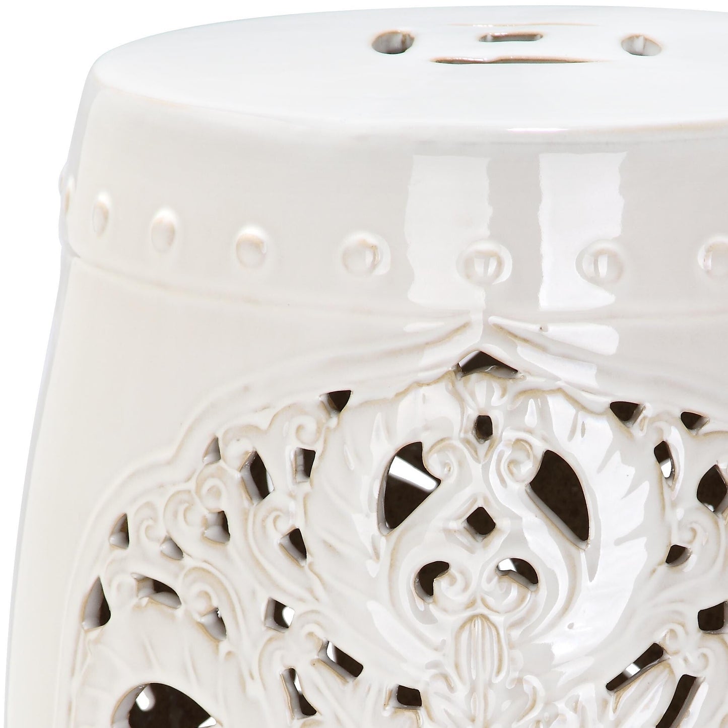 SAFAVIEH Sharareh Antique White Ceramic Decorative Garden Stool