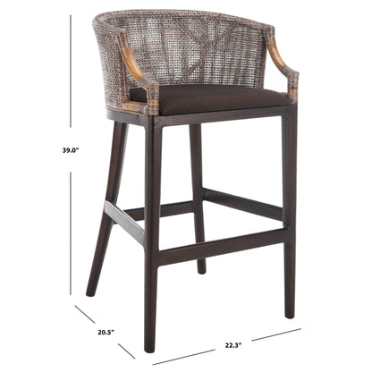 Tabouret de bar en rotin Virona de SAFAVIEH, 76 cm - 56,5 L x 52,1 l x 99,1 H - 56,5Lx52,1Lx99,1H