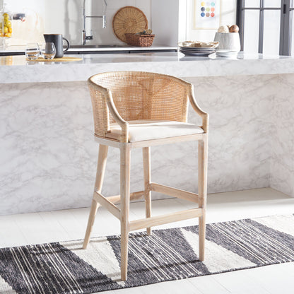 Tabouret de bar en rotin Virona de SAFAVIEH, 76 cm - 56,5 L x 52,1 l x 99,1 H - 56,5Lx52,1Lx99,1H