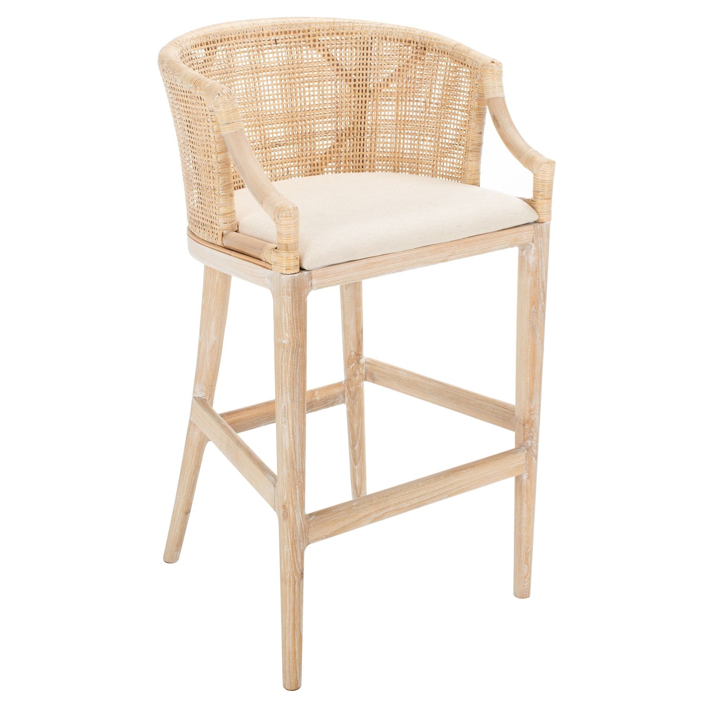 Tabouret de bar en rotin Virona de SAFAVIEH, 76 cm - 56,5 L x 52,1 l x 99,1 H - 56,5Lx52,1Lx99,1H