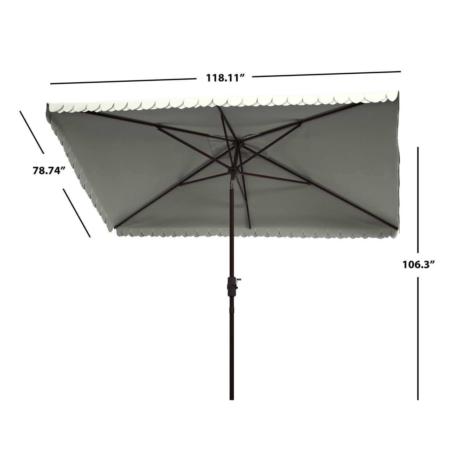 Parasol d'extérieur rectangulaire Zariah de SAFAVIEH, 6'x10', avec liseré