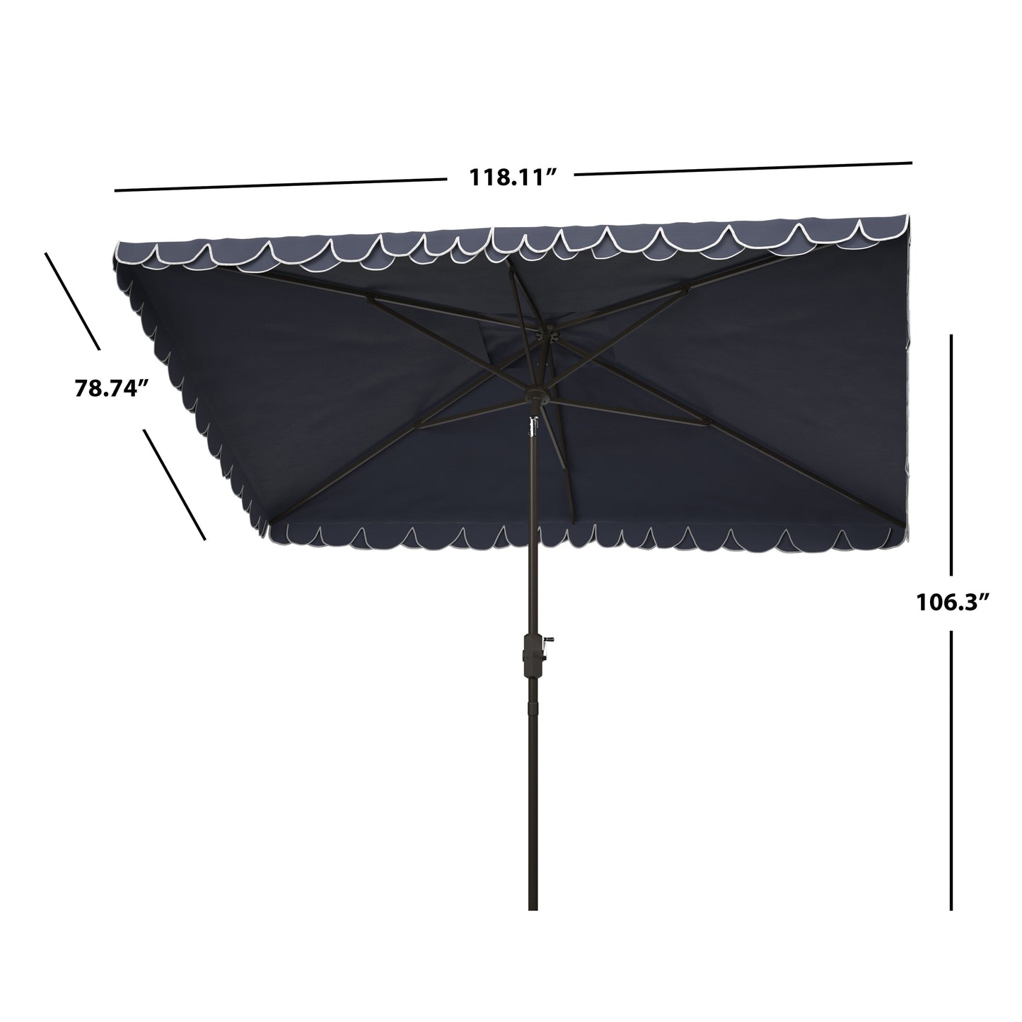 Parasol d'extérieur rectangulaire Zariah de SAFAVIEH, 6'x10', avec liseré