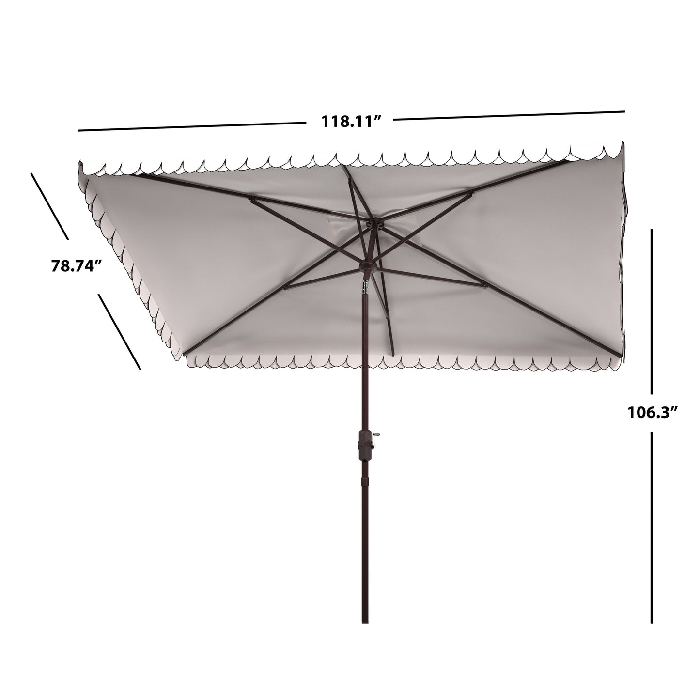 Parasol d'extérieur rectangulaire Zariah de SAFAVIEH, 6'x10', avec liseré