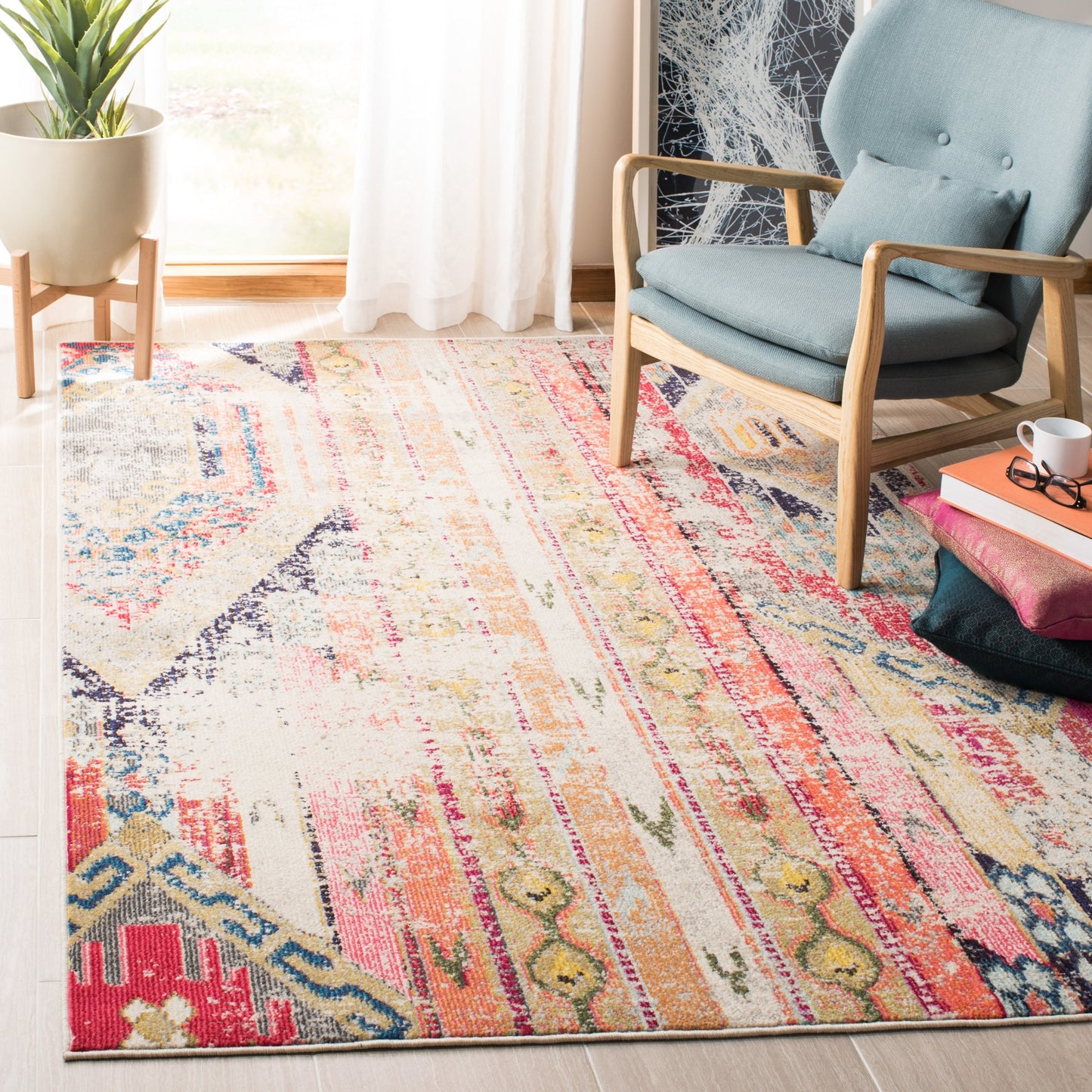 SAFAVIEH, Madison Sonya Abstract Boho Distressed Rug