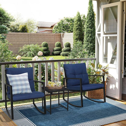 Ensemble de bistro à balançoire de patio extérieur SUNCROWN en métal noir, 3 pièces