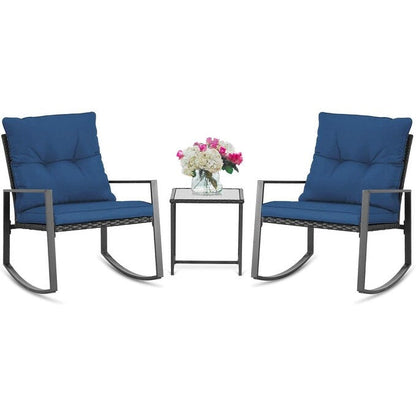 Ensemble de bistro à balançoire de patio extérieur SUNCROWN en métal noir, 3 pièces