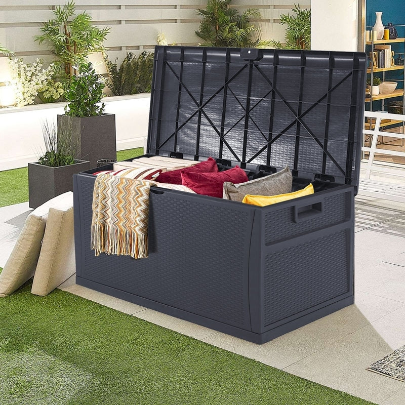 SUNCROWN Coffre de rangement extérieur en résine résistant aux intempéries, 75-120 gallons, pour meubles et fournitures