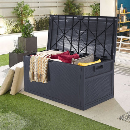 SUNCROWN Coffre de rangement extérieur en résine résistant aux intempéries, 75-120 gallons, pour meubles et fournitures