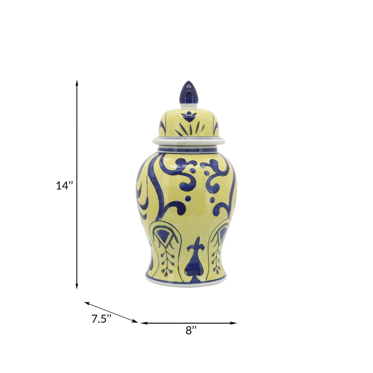 Sagebrook Home Patterned Eclectic Temple Jar with Lid