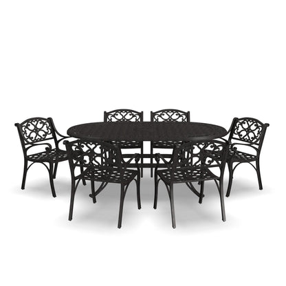 Sanibel Bronze Aluminum 7- Piece Outdoor Dining Set with 72 Oval Dining Table and Six Armchairs by Homestyles