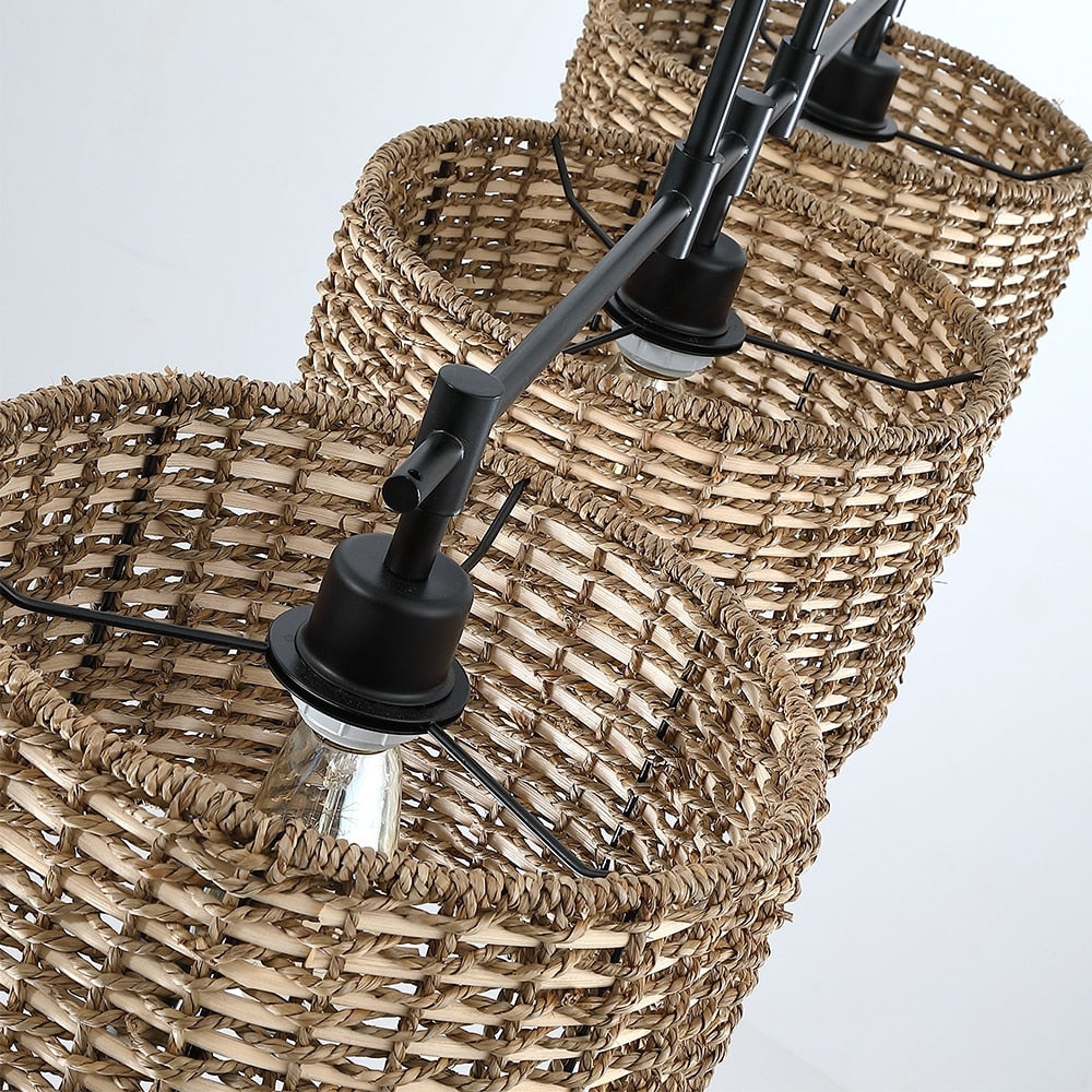 Suspension linéaire à 3 lumières pour îlot de cuisine, style ferme, noir - 41W