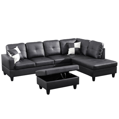 Semi PU Synthetic Leather 3-Piece Couch Living Room Sofa Set