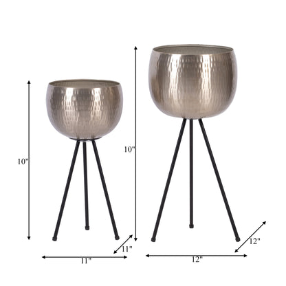 Sagebrook Home Lot de 2 jardinières en fer robustes sur pieds modernes - Transformez votre espace de vie en un oasis