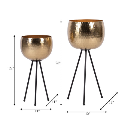 Sagebrook Home Lot de 2 jardinières en fer robustes sur pieds modernes - Transformez votre espace de vie en un oasis