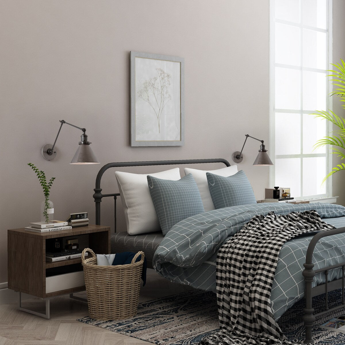 Malryn Lot de 2 appliques murales modernes à bras oscillant réglable, à brancher ou à câbler directement