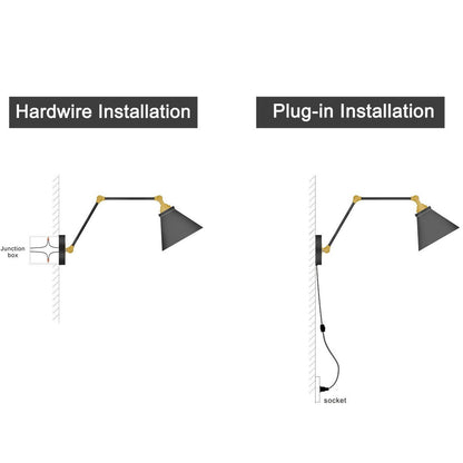 Malryn Lot de 2 appliques murales modernes à bras oscillant réglable, à brancher ou à câbler directement