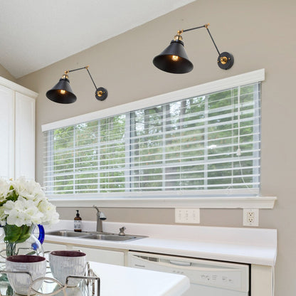 Malryn Lot de 2 appliques murales modernes à bras oscillant réglable, à brancher ou à câbler directement