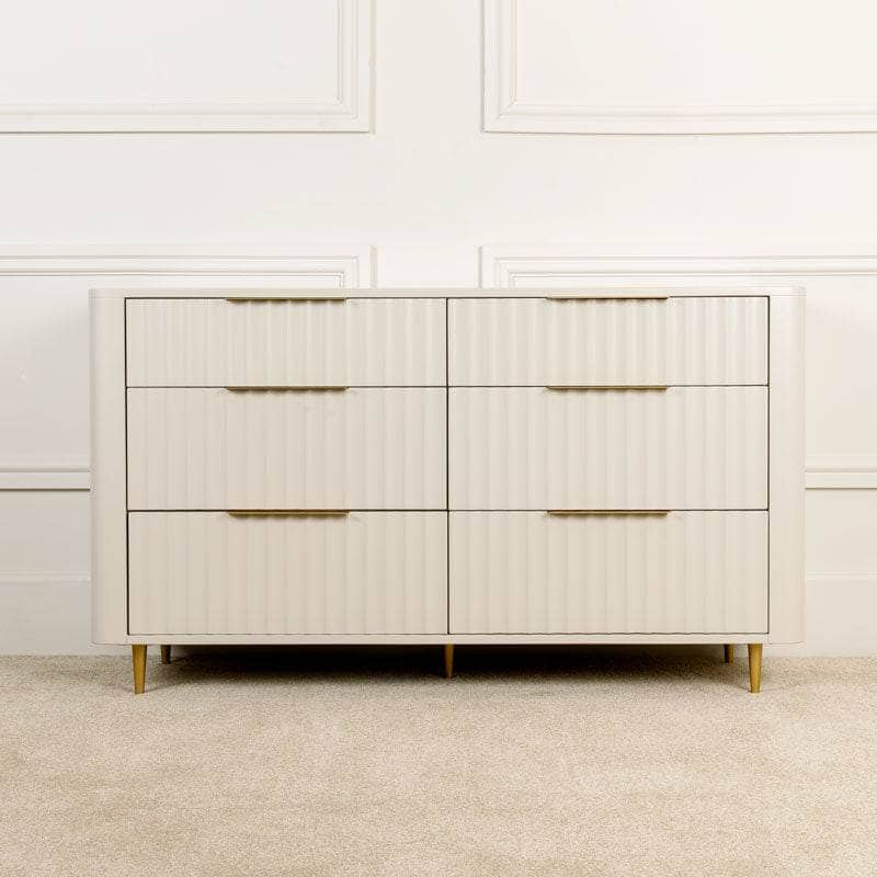 Sicily 6 Drawer Wide Chest - Off-White