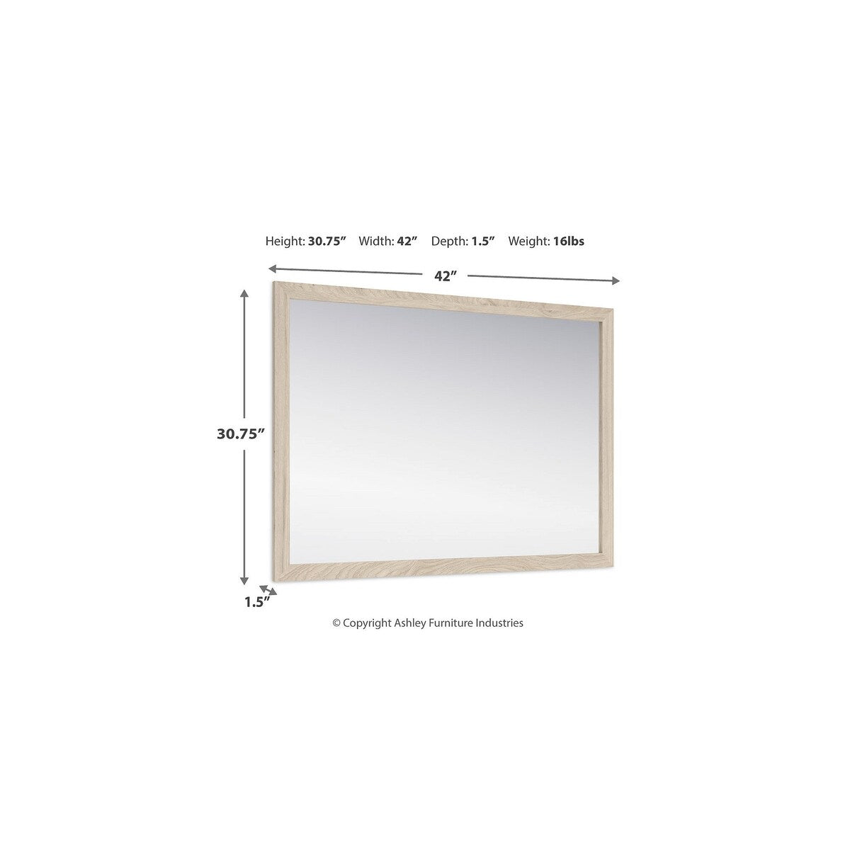 Signature Design by Ashley Cadmori Miroir de chambre à coucher beige - Brun - 38,86 L x 1,3 P x 27,68 H