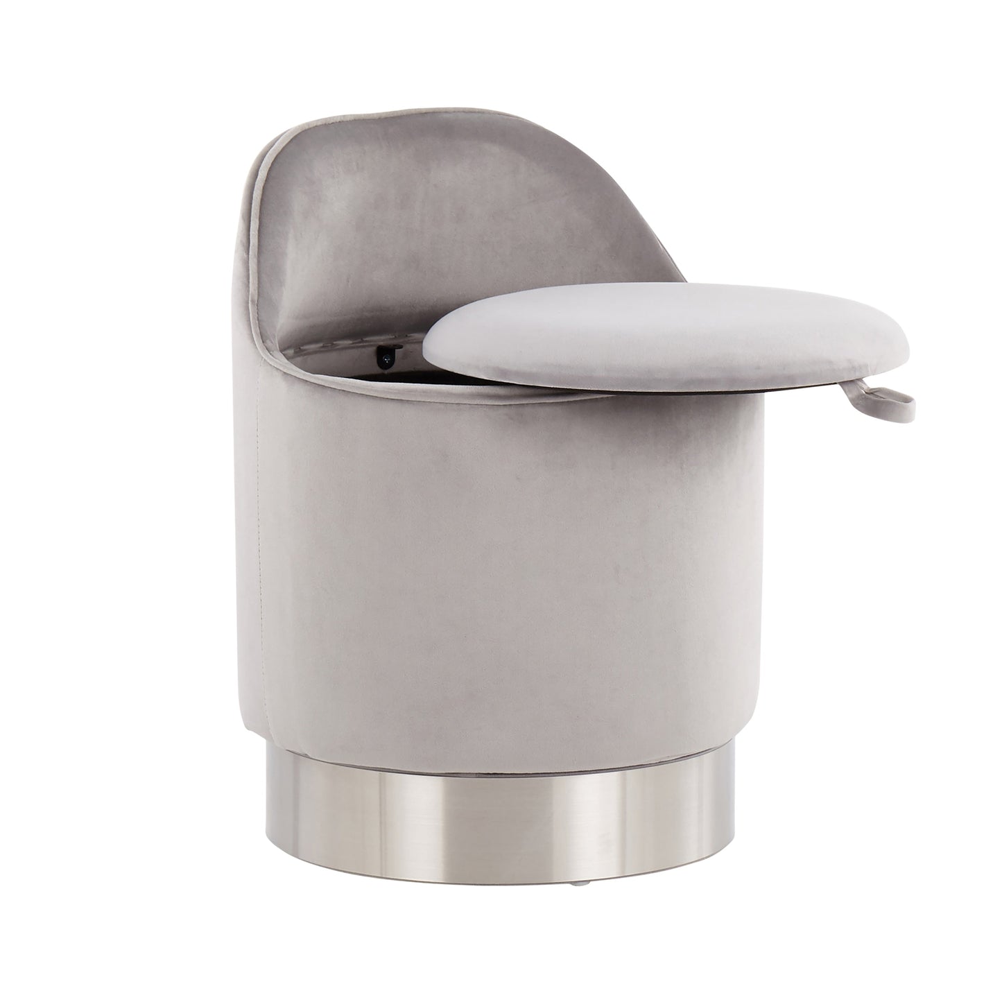 Tabouret de coiffeuse pivotant en velours Corday de Silver Orchid