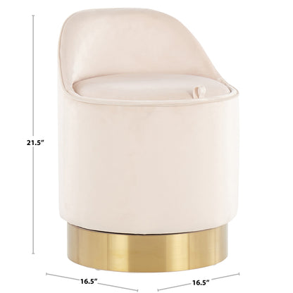 Tabouret de coiffeuse pivotant en velours Corday de Silver Orchid