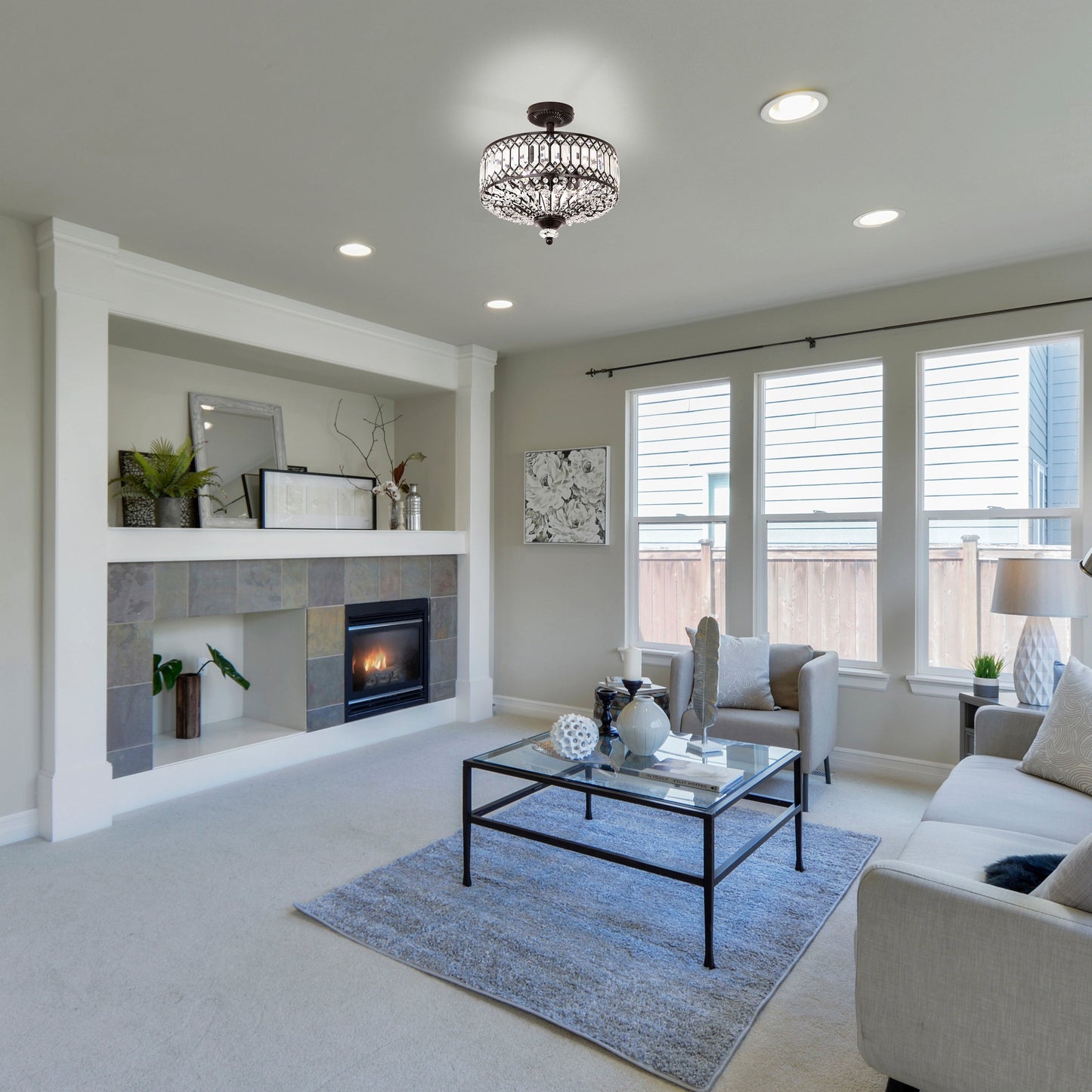 Applique semi-encastrée en verre à plusieurs niveaux Silver Orchid Furey Bronze/Or - 37,5 x 37,5 x 38,8 cm (L x l x h)