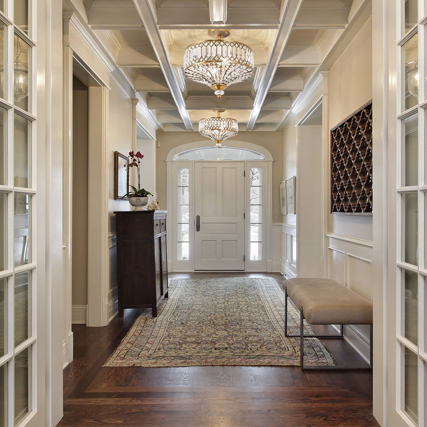 Applique semi-encastrée en verre à plusieurs niveaux Silver Orchid Furey Bronze/Or - 37,5 x 37,5 x 38,8 cm (L x l x h)