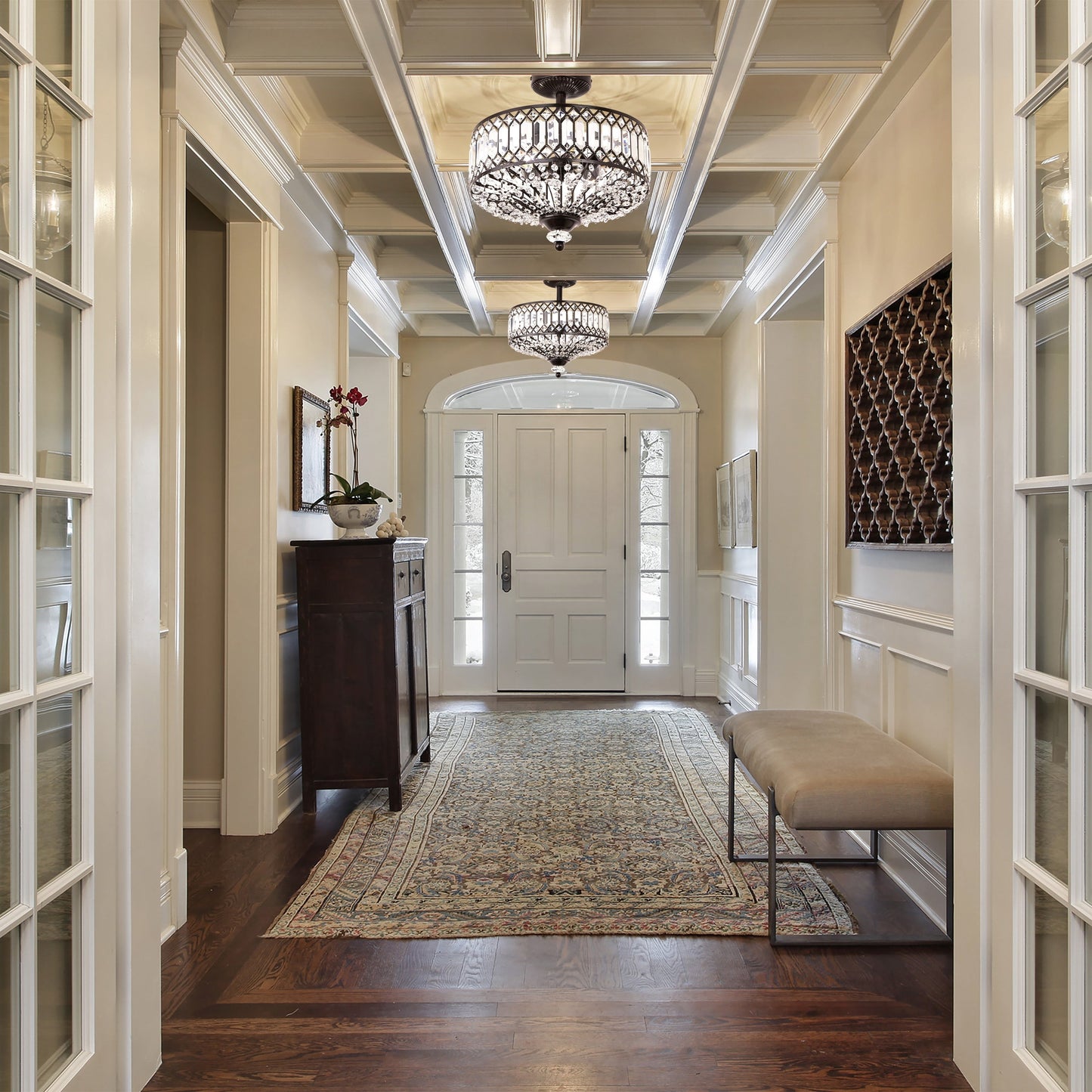 Applique semi-encastrée en verre à plusieurs niveaux Silver Orchid Furey Bronze/Or - 37,5 x 37,5 x 38,8 cm (L x l x h)