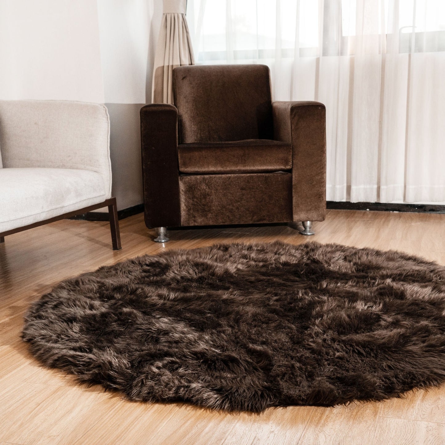 Silver Orchid Parrott Faux Fur Sheepskin Area Rug