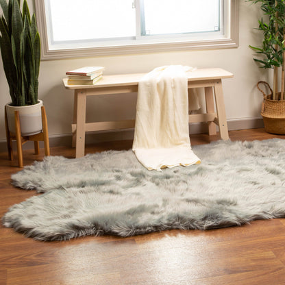 Silver Orchid Parrott Faux Fur Sheepskin Area Rug