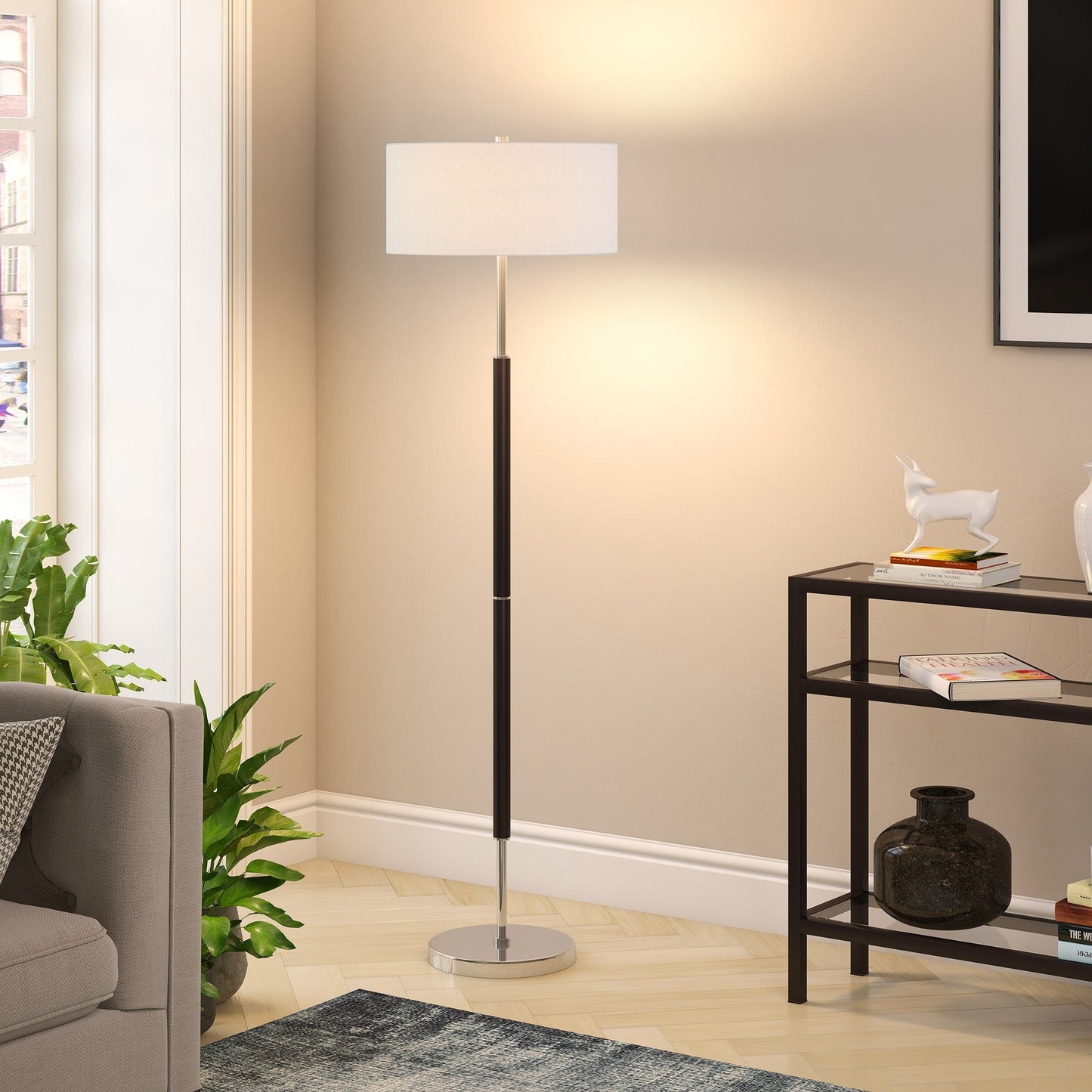 Simone 2-Light Floor Lamp with Fabric Shade