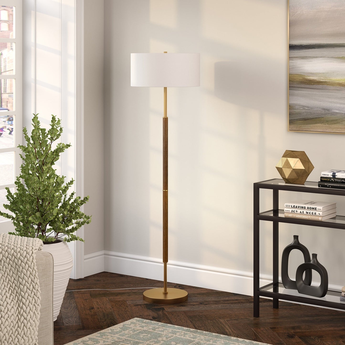 Simone 2-Light Floor Lamp with Fabric Shade