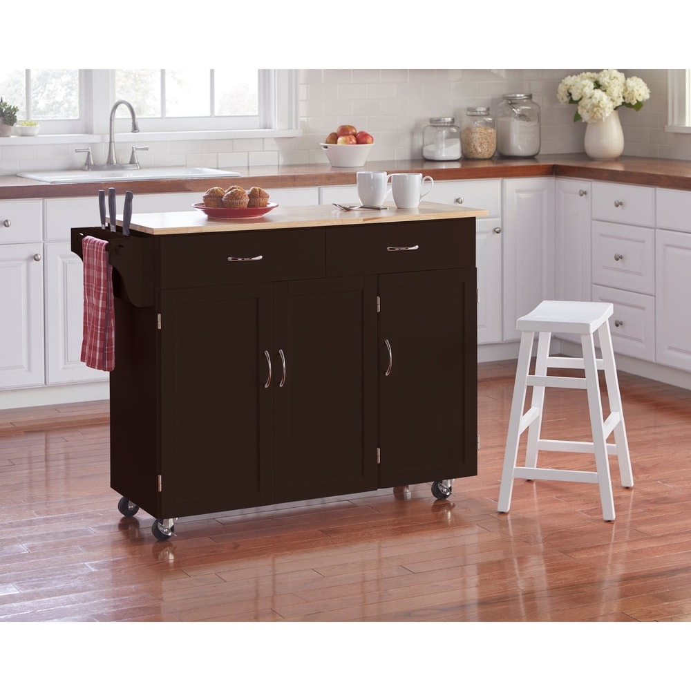 Chariot de cuisine Addie de Simple Living avec plateau en bois